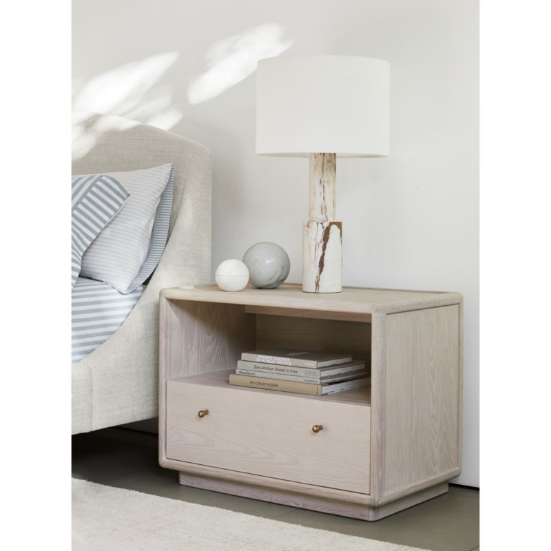 Lafayette Whitewashed Wood Charging Nightstand Crate & Barrel Canada