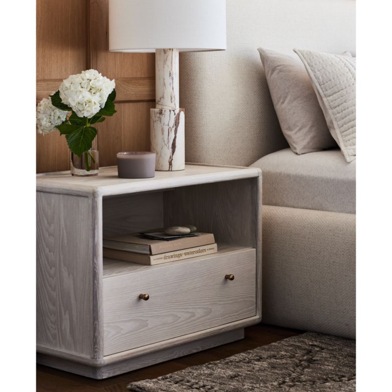 Lafayette Whitewashed Wood Charging Nightstand Crate & Barrel Canada