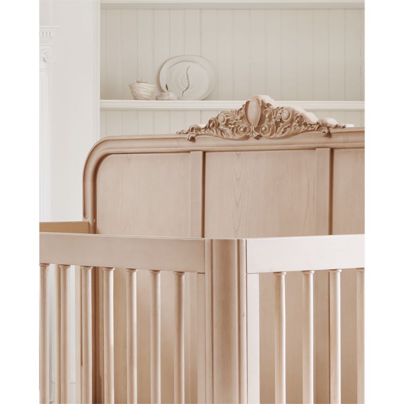 Lennox Carved Natural Wood Convertible Baby Crib by Leanne Ford