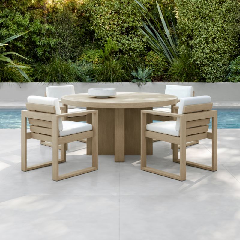 Mallorca 60" Round Wood Outdoor Dining Table + Reviews Crate & Barrel