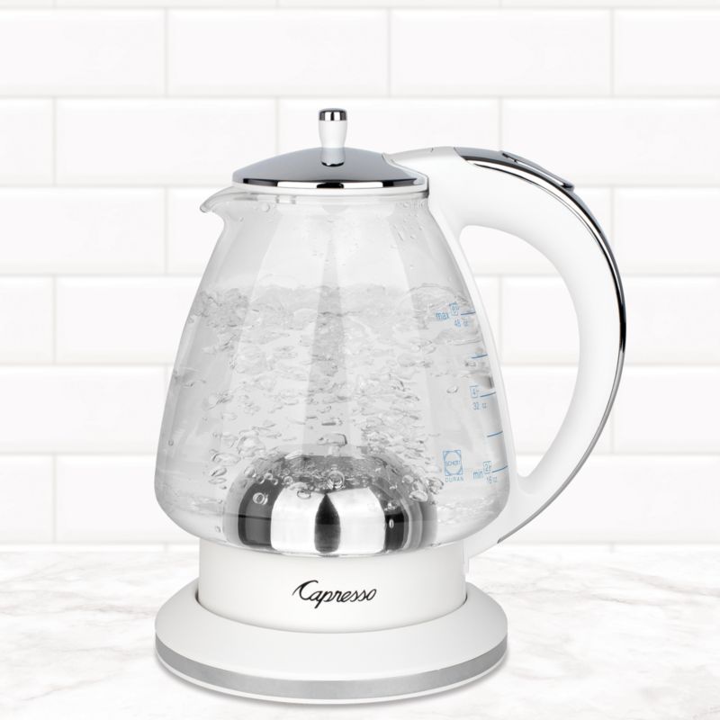 Capresso H20 White Electric Glass Tea Kettle + Reviews Crate & Barrel