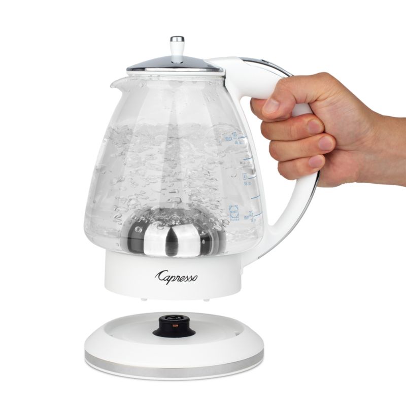 Capresso H20 White Electric Glass Tea Kettle + Reviews | Crate & Barrel
