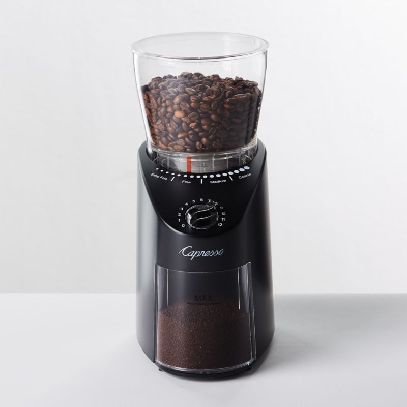Capresso Infinity Plus Black Conical Burr Grinder + Reviews Crate