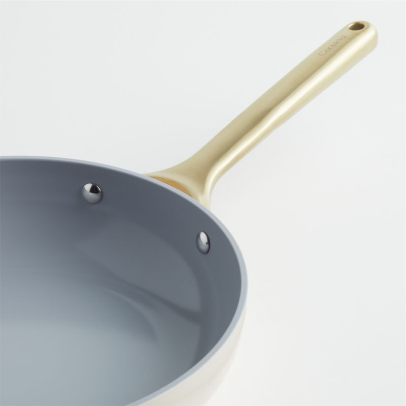 Caraway Cream NonStick Ceramic Fry Pan with Gold Hardware + Reviews