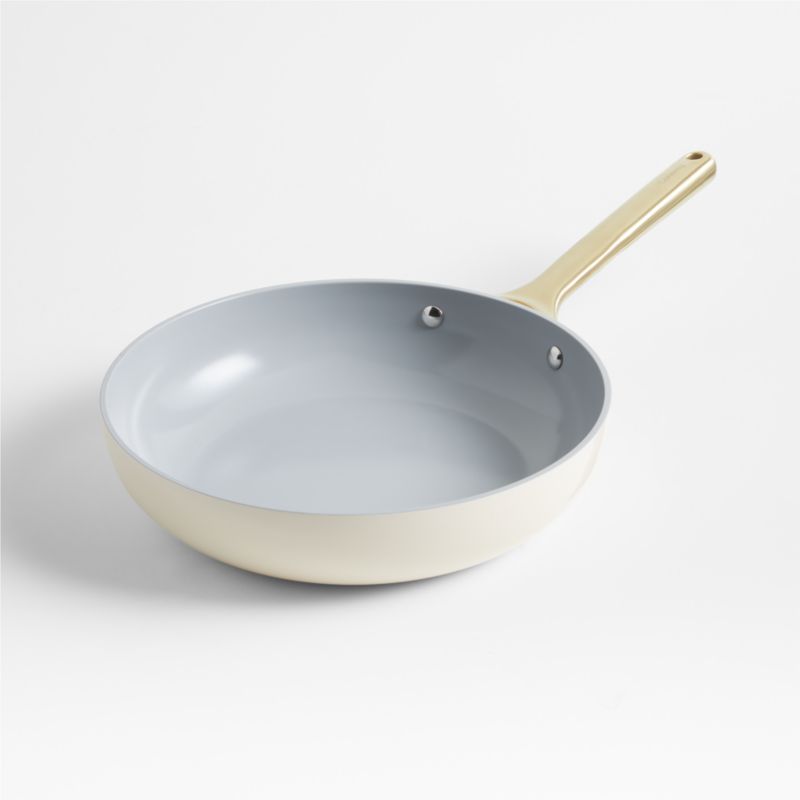 Caraway Cream NonStick Ceramic Fry Pan with Gold Hardware + Reviews