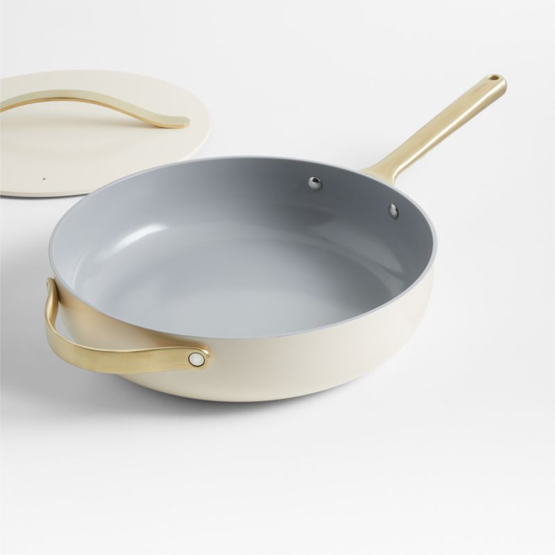 Caraway Cream NonStick Ceramic Saute Pan with Gold Hardware + Reviews