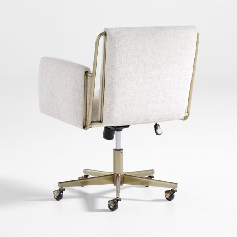 Caterina Natural Upholstered Office Chair with Brass Base + Reviews