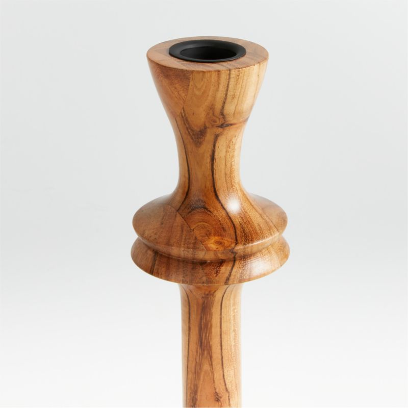 Century Natural Acacia Wood Taper Candle Holder 9.25" + Reviews Crate