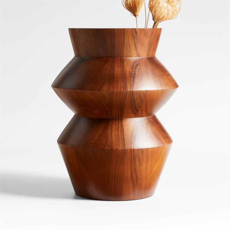 Century Turned Acacia Wood Vase 12" + Reviews Crate & Barrel