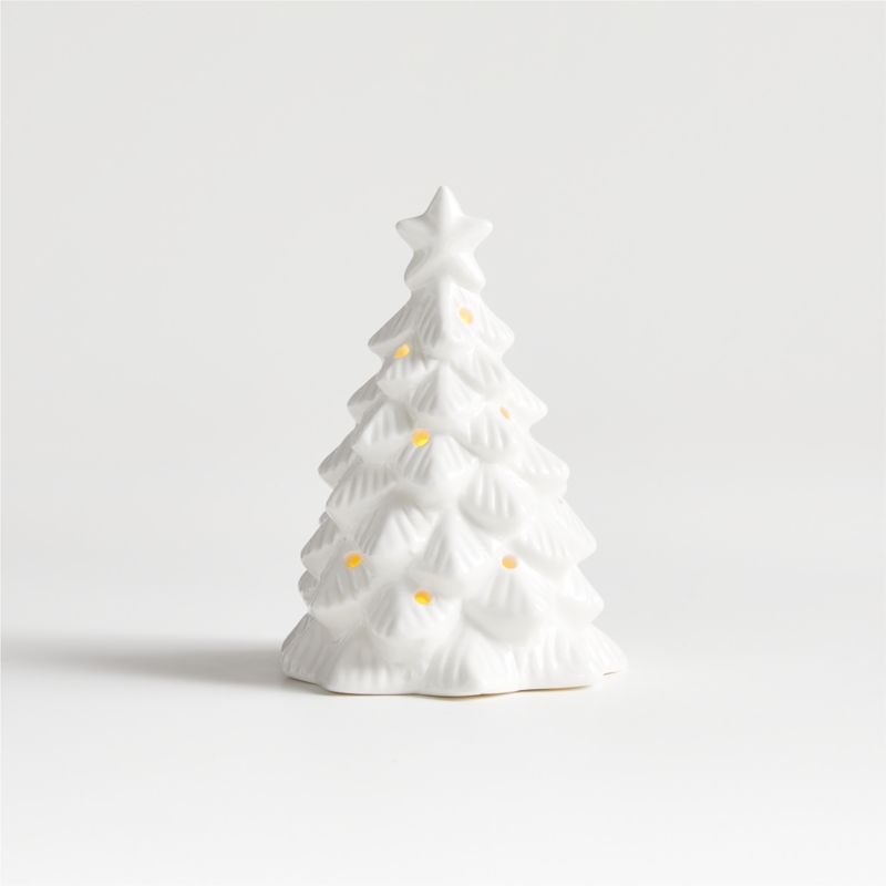 LED Mini White Ceramic Christmas Tree + Reviews Crate & Barrel