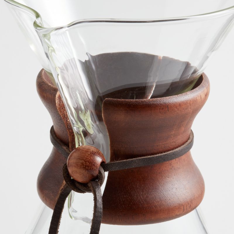 Chemex 8Cup Glass PourOver Coffee Maker with Dark Wood Collar + Reviews Crate & Barrel