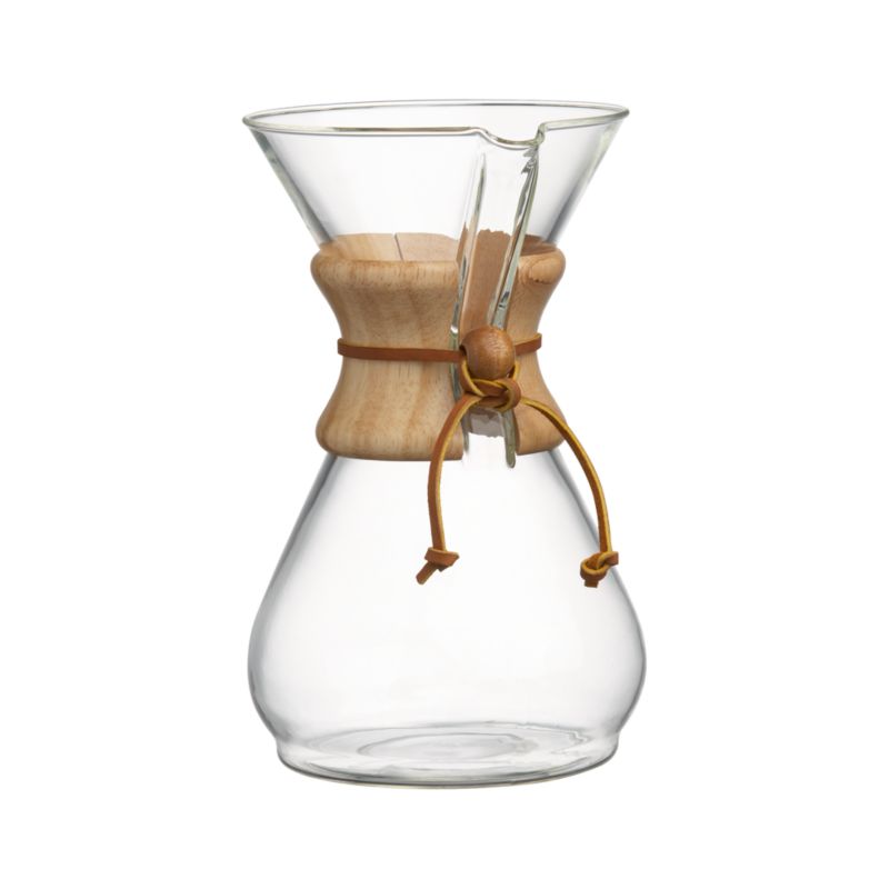 Chemex 8Cup Glass PourOver Coffee Maker with Natural Wood Collar + Reviews Crate & Barrel