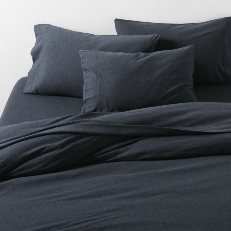 Cozysoft Organic Jersey Midnight Navy Twin/Twin XL Duvet Cover + Reviews Crate & Barrel