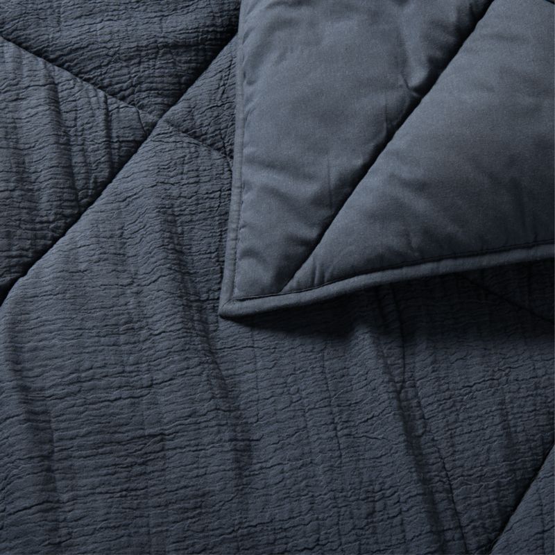 Aire Cotton Crinkle Matelasse Midnight Navy Standard Bed Pillow Sham