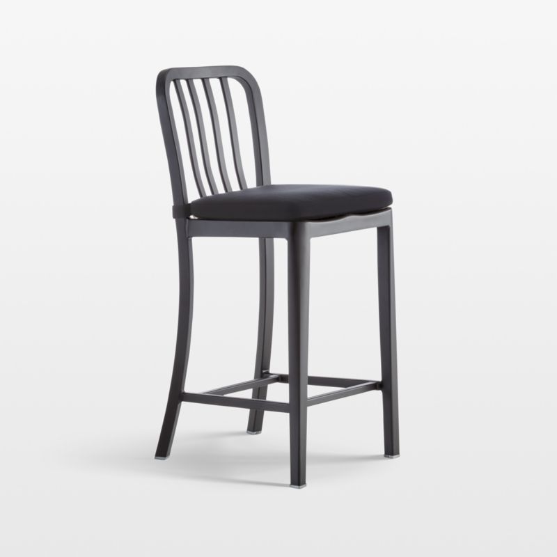 Delta Matte Black Counter Stool with Black Cushion + Reviews Crate