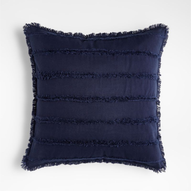 Denim 20"x20" Square Indigo Blue Decorative Throw Pillow Cover with