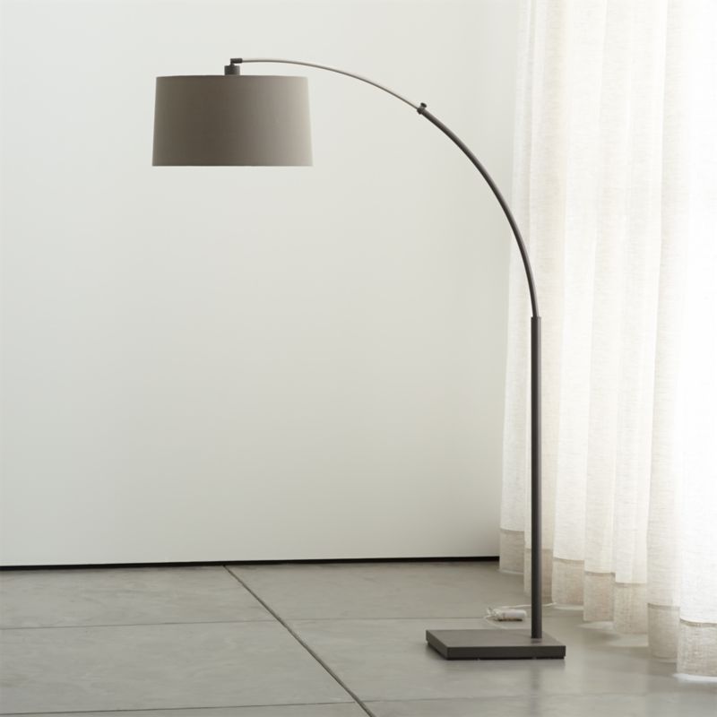 Dexter Arc Corner Floor Lamp with Grey Shade + Reviews Crate & Barrel