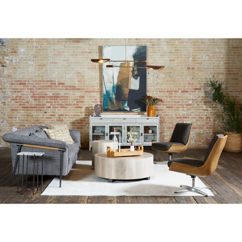 Dillon Ashen Walnut Wood 40" Round Coffee Table + Reviews Crate & Barrel