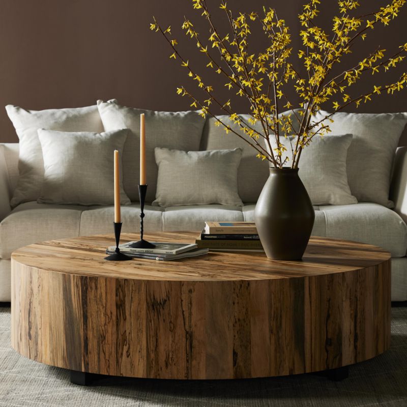 Dillon Spalted Primavera Wood 55" Round Coffee Table + Reviews Crate