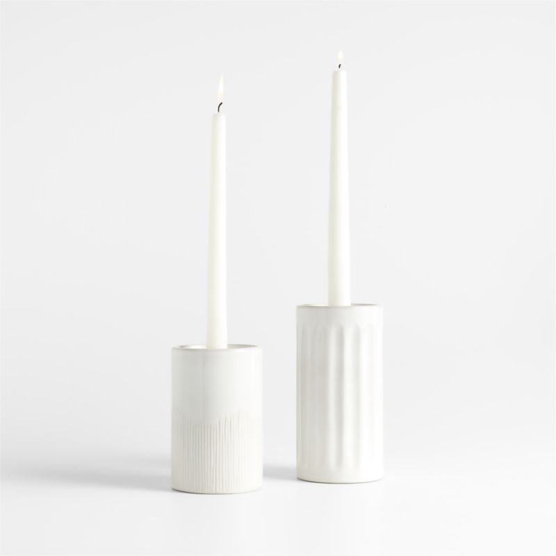 Dover White Ceramic Taper Candle Holder 7" Crate & Barrel