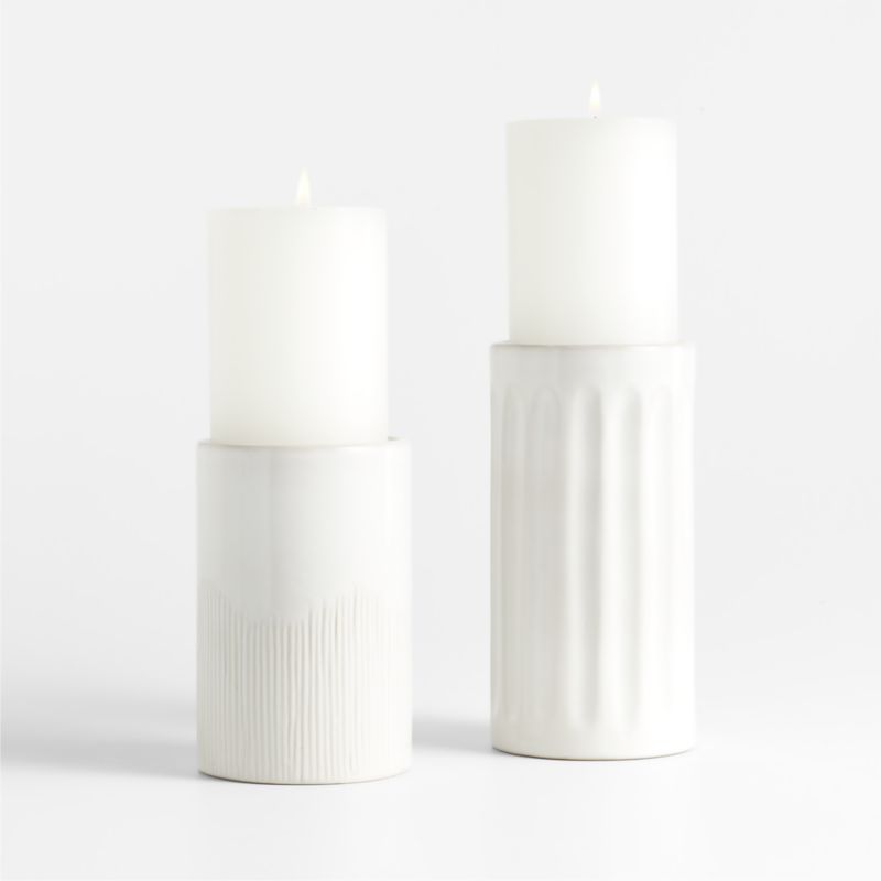 Dover White Ceramic Taper Candle Holder 7" Crate & Barrel