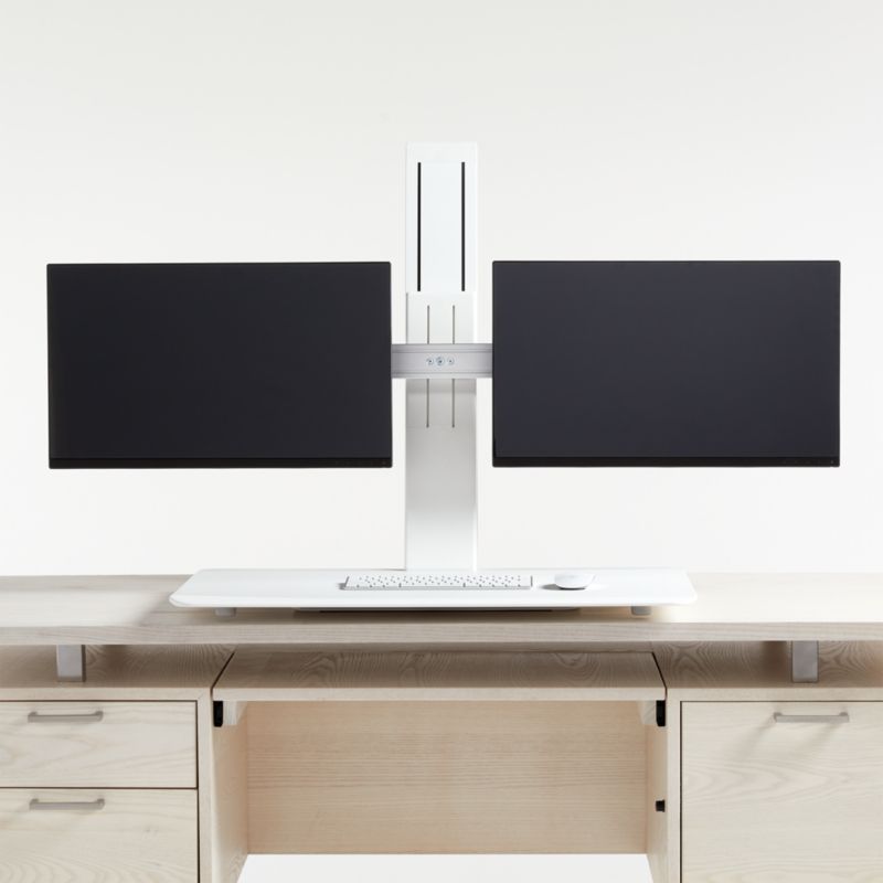 Humanscale White Dual Monitor Quickstand Eco Standing Desk Converter