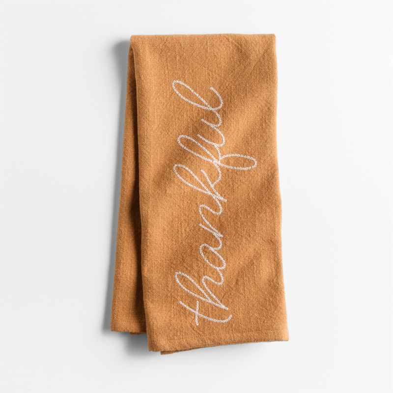 "Thankful" Embroidered Organic Cotton Dish Towel Crate & Barrel Canada