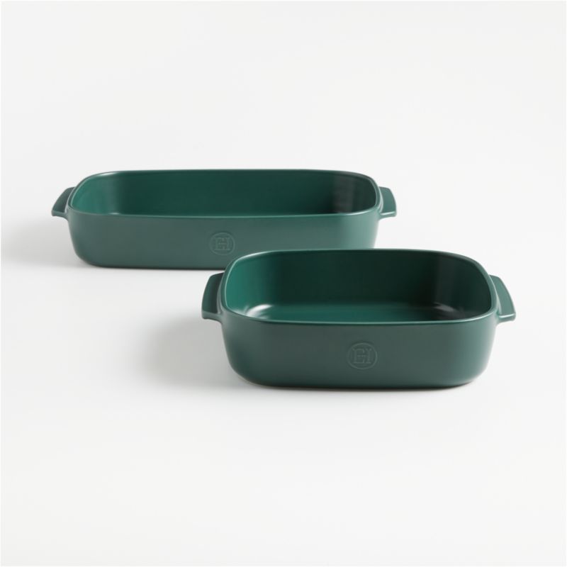 Emile Henry x Crate & Barrel 2Piece Green Ceramic Baking Dish Set