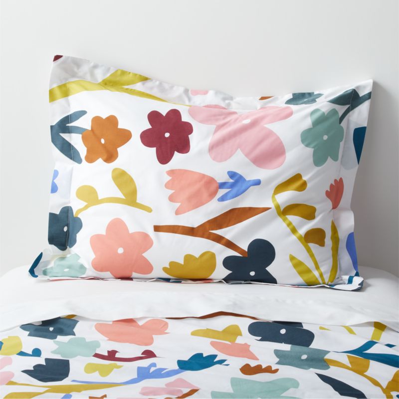 Emile Organic Cotton Colorful Floral Kids Pillow Sham Crate & Kids
