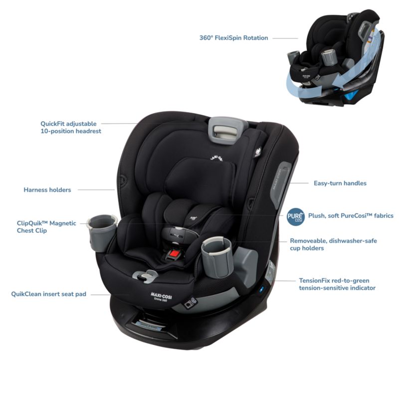 MaxiCosi Emme 360 Rotating AllinOne Midnight Black Convertible Baby