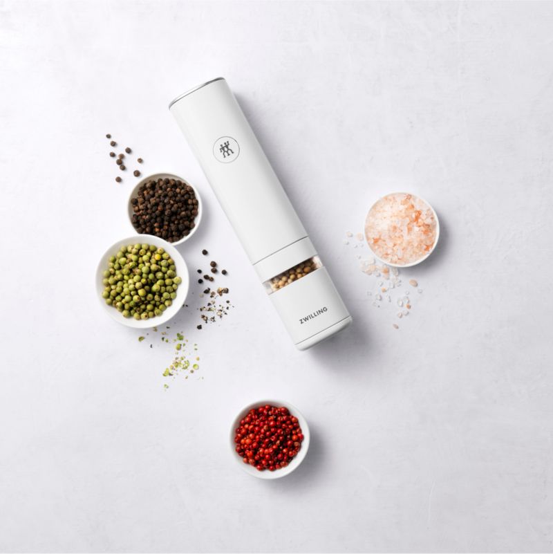 ZWILLING Enfinigy White Electric Salt or Pepper Mill + Reviews Crate