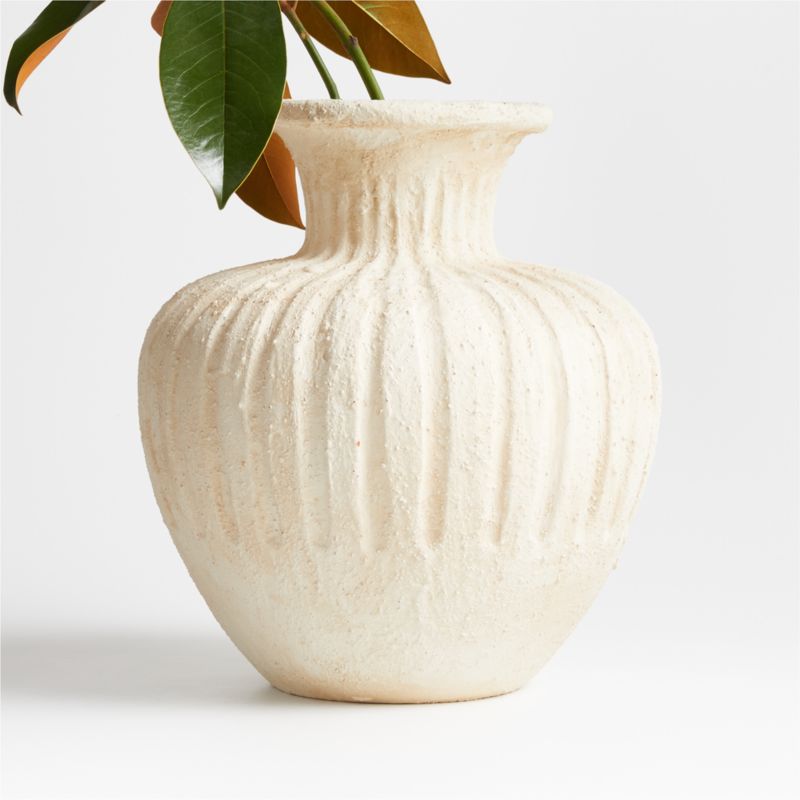 Énorme Cannelée White Textured Vase 15" by Athena Calderone + Reviews