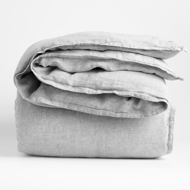 New Natural EUROPEAN FLAX Certified Linen Grey Chambray King Duvet Cover + Reviews Crate