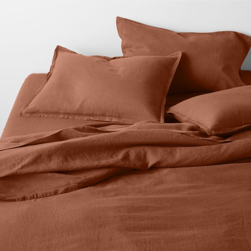 New Natural EUROPEAN FLAX Certified Linen Spice Orange King Duvet