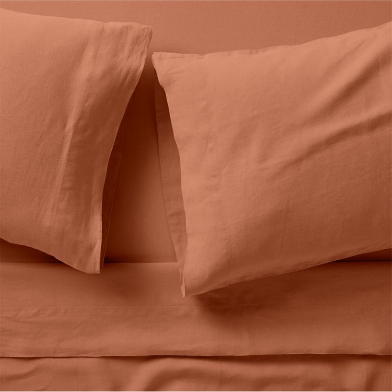 New Natural EUROPEAN FLAX Certified Linen Spice Orange Queen Bed Sheet