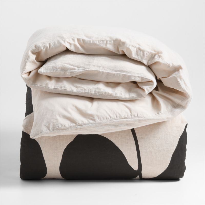 New Natural European Flax Certified Linen Botanical King Duvet Cover