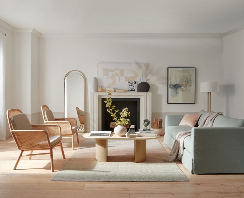 Travertine and Wood 54" Oval Coffee Table + Reviews Crate