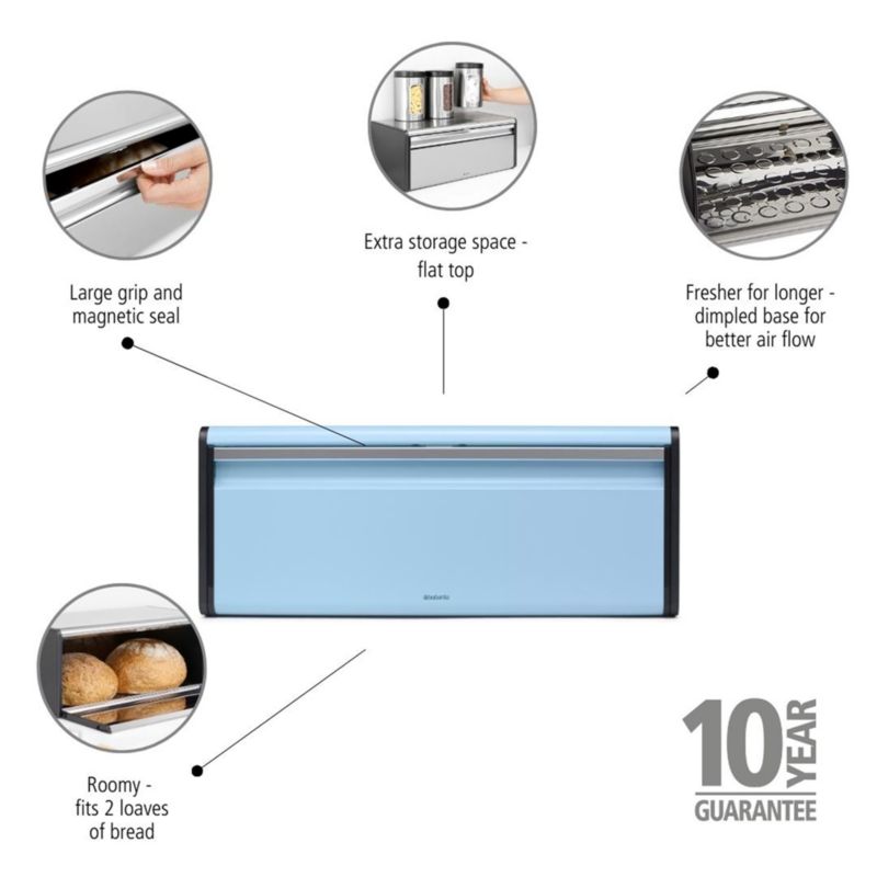 Brabantia Dreamy Blue Fall Front Bread Box + Reviews Crate & Barrel
