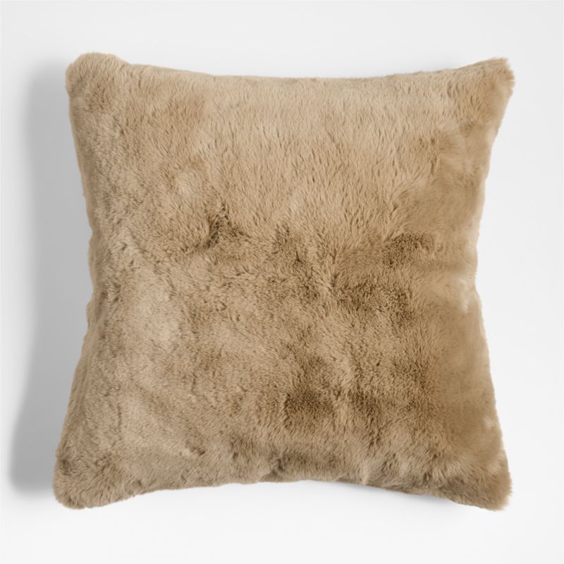 Sierra Tan Faux Fur 23"x23" Throw Pillow with Feather Insert + Reviews