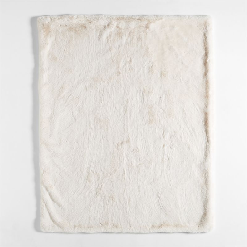 Ivory Faux Fur Holiday Throw Blanket 70"x55" + Reviews Crate & Barrel