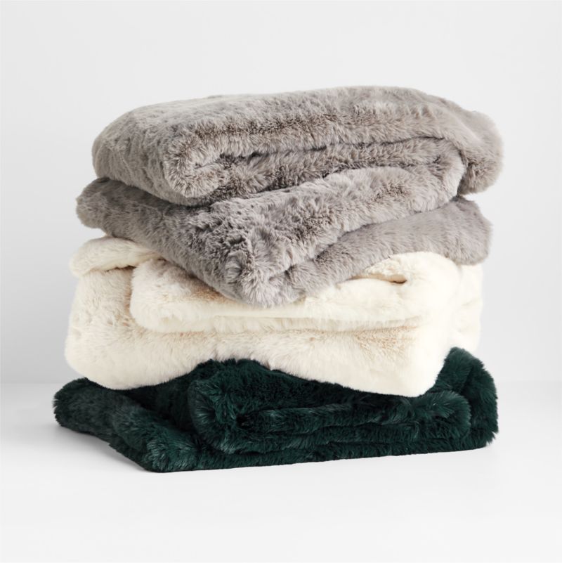 Glacial Grey Faux Fur 70"x55" Throw Blanket + Reviews Crate & Barrel