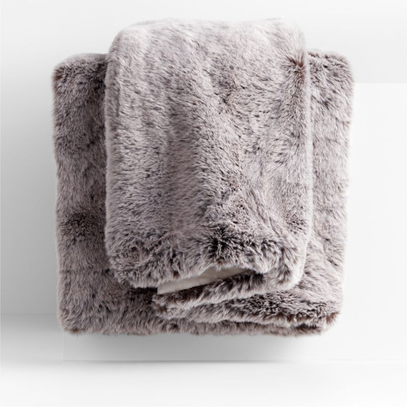 Grey 70"x55" Faux Fur Throw Blanket Crate & Barrel