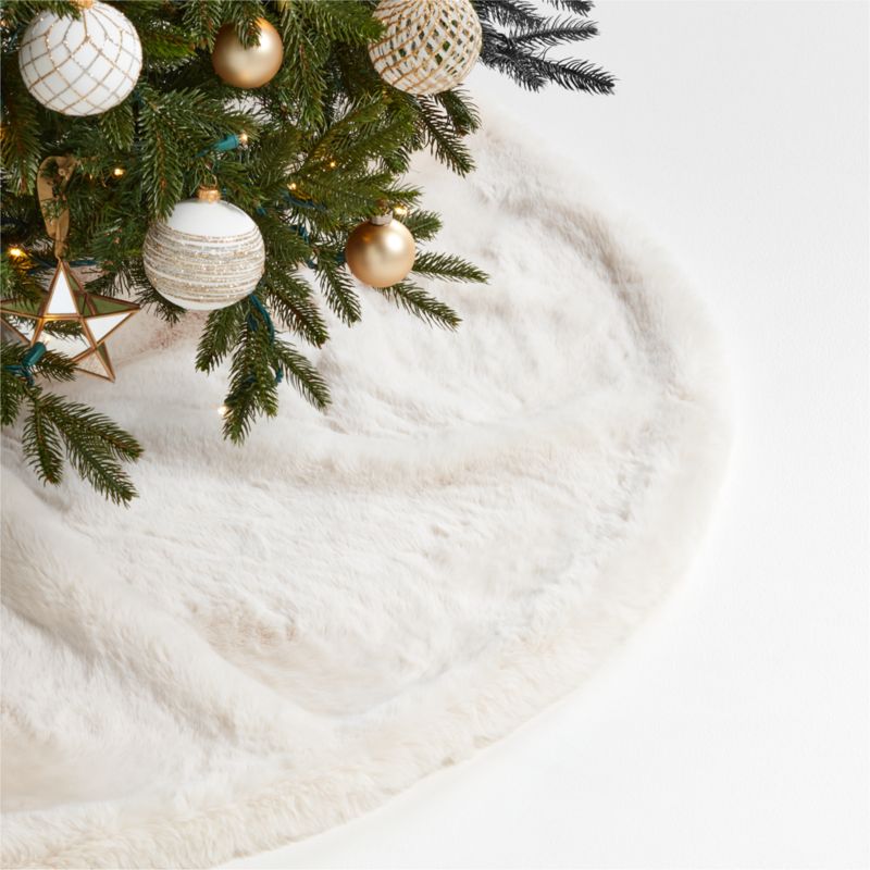 Winter White Faux Fur Christmas Tree Skirt + Reviews Crate & Barrel