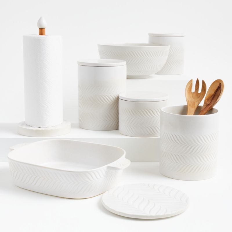 Fern MidCentury Modern White Ceramic Trivet + Reviews Crate & Barrel