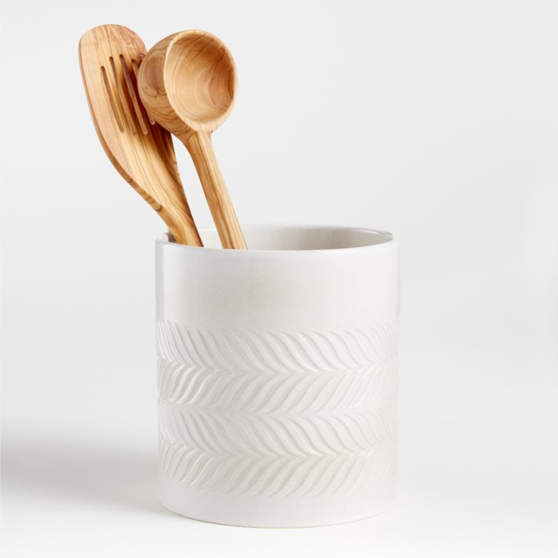 Fern White Ceramic Utensil Holder Crate & Barrel