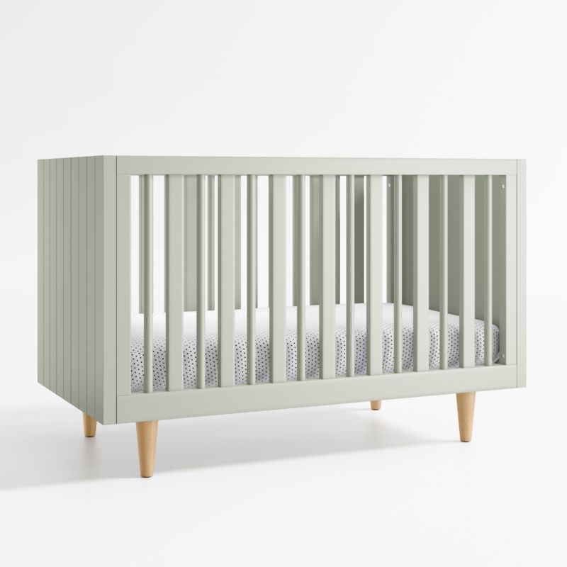 Finn Sage Green Wood Convertible Baby Crib + Reviews Crate & Kids