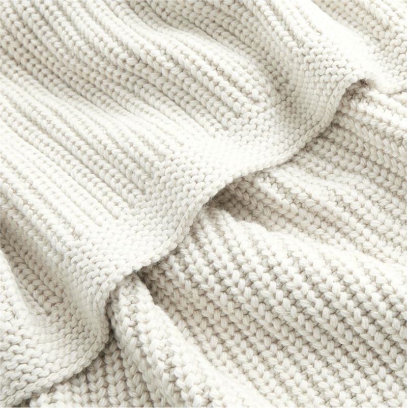 Arctic Ivory Wool Blend 70''x55" Fisherman Knit Throw Blanket + Reviews