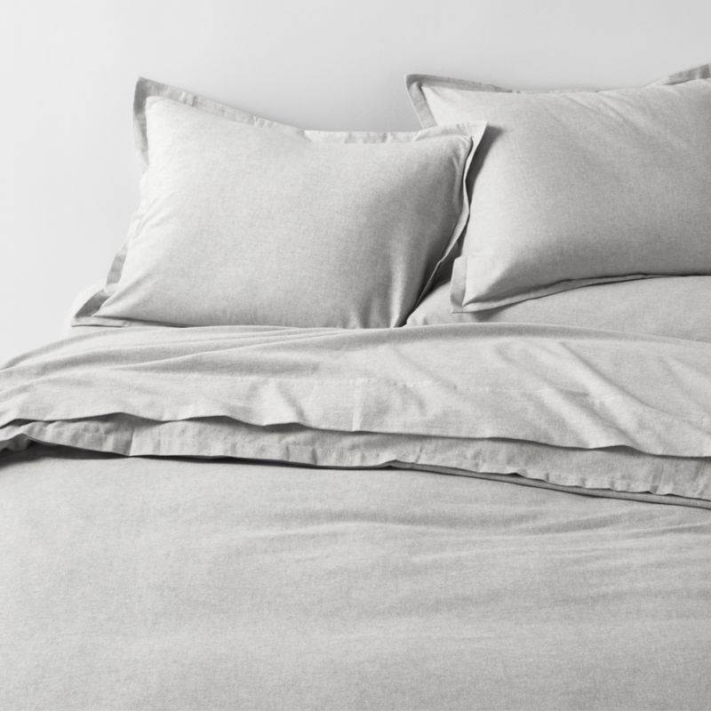 Cozysoft Organic Flannel Grey King Duvet Cover Crate & Barrel