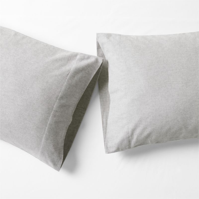 Cozysoft Organic Flannel Grey King Pillowcases, Set of 2 Crate