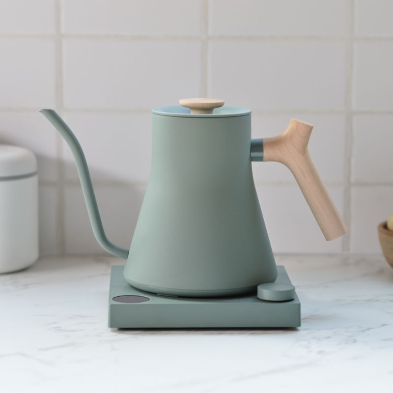 Fellow Stagg EKG Pro Electric Tea Kettle in Smoke Green with Maple Accents + Reviews Crate